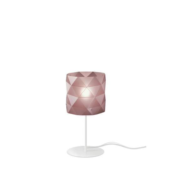 Lampada Da Tavolo Moderna 1 Luce Prisma Polilux Rosa Metallico H36 Made In Italy | Linea Zero