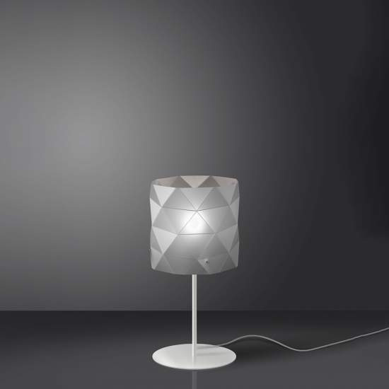 Lampada Da Tavolo Moderna 1 Luce Prisma In Polilux Silver H36 Made In Italy | Linea Zero