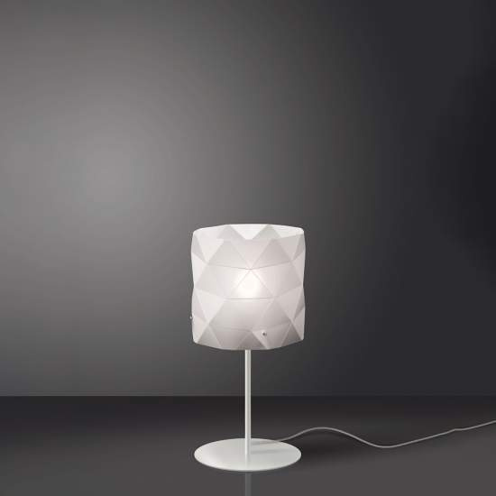 Lampada Da Tavolo Moderna 1 Luce Prisma In Polilux Bianco H36 Made In Italy | Linea Zero