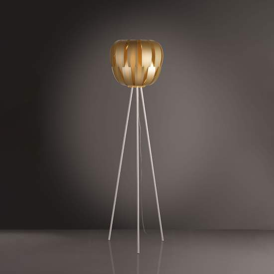 Lampada Da Terra Con Treppiede 1 Luce Queen In Polilux Oro D60 Made In Italy | Linea Zero