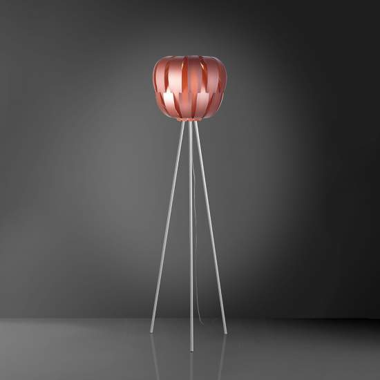 Lampada Da Terra Treppiede 1 Luce Queen Polilux Rosa Metallico D60 Made In Italy | Linea Zero