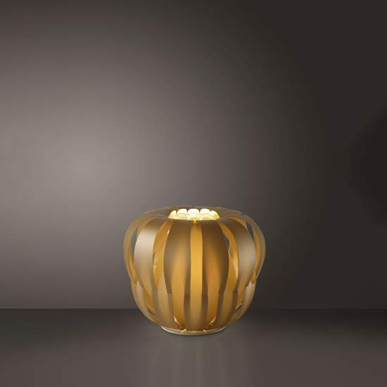 Lampada Da Terra Moderna 2 Luci Queen In Polilux Oro D60 Made In Italy | Linea Zero