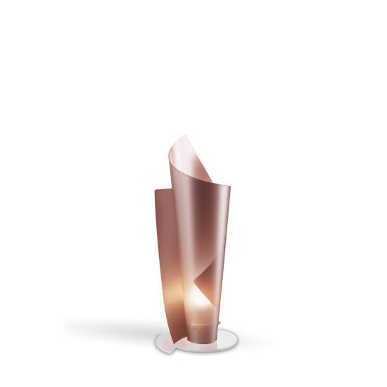 Lampada Da Tavolo Moderna A 1 Luce Vela In Polilux Rame H50 Made In Italy | Linea Zero