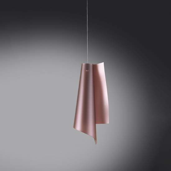 Sospensione Moderna A 1 Luce Vela In Polilux Rosa Metallico H50 Made In Italy | Linea Zero