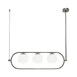 Sospensione Contemporanea Erich Metallo Nero 3 Luci Diffusori Bianchi