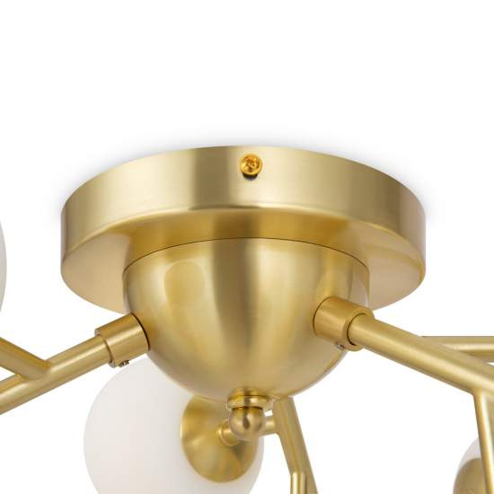 Plafoniera Contemporanea Dallas Metallo Oro 12 Luci Diffusori Cognac MOD545CL-12BS