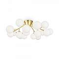 Plafoniera Contemporanea Dallas Metallo Oro 20 Luci Diffusori Cognac MOD545CL-20BS