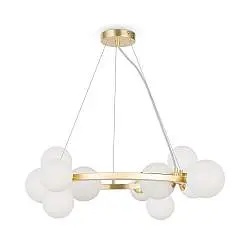 Lampadario Contemporaneo Dallas Metallo Bianco 11 Luci Diffusori Vetro Bianco