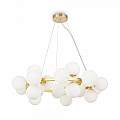 Lampadario Contemporaneo Dallas Metallo Oro 25 Luci Diffusori Bianco Opaco MOD545PL-25BS