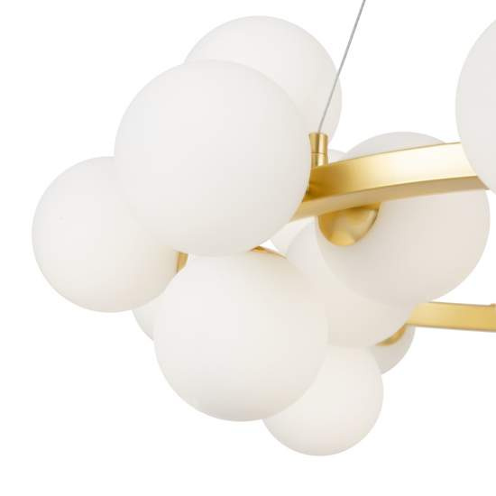 Lampadario Contemporaneo Dallas Metallo Oro 25 Luci Diffusori Bianco Opaco MOD545PL-25BS