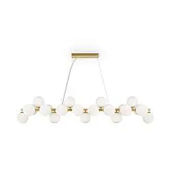 Lampadario Contemporaneo Dallas Metallo Oro E Bianco 25 Luci Diffusori Vetro