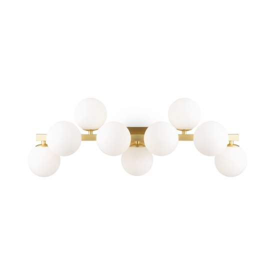 Applique Contemporanea Dallas Metallo Oro 9 Luci Diffusori Bianco MOD547WL-09BS