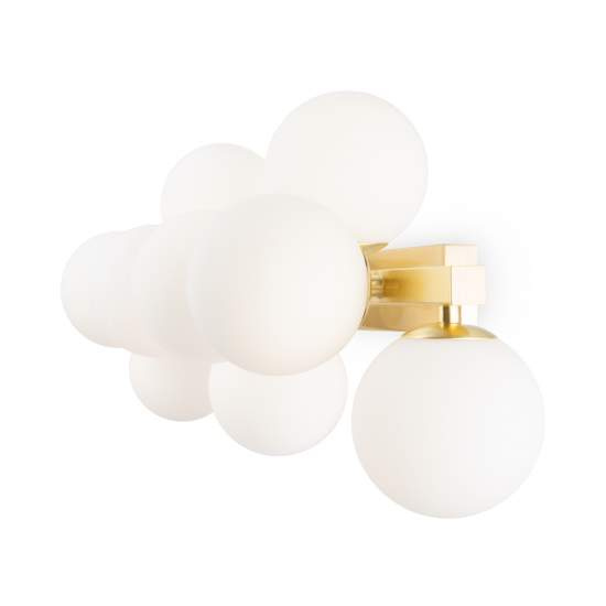 Applique Contemporanea Dallas Metallo Oro 9 Luci Diffusori Bianco MOD547WL-09BS