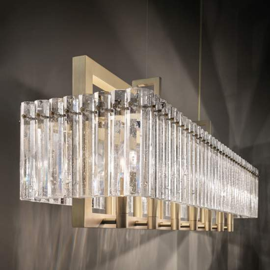 Sospensione Classica Crek Metallo Ottone Vetro 14 Luci CREK-S14