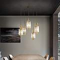 Sospensione Classica Crek Metallo Ottone Vetro 5 Luci CREK-S5