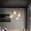 Sospensione Classica Crek Metallo Ottone Vetro 5 Luci CREK-S5
