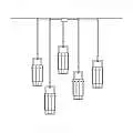 Sospensione Classica Crek Metallo Ottone Vetro 5 Luci CREK-S5