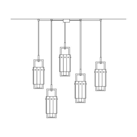 Sospensione Classica Crek Metallo Ottone Vetro 5 Luci CREK-S5
