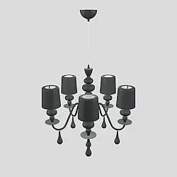 Lampadario Contemporaneo Eva In Plastica Grigio Alluminio 5 Luci