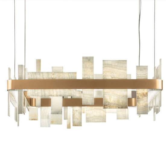 Lampadario Contemporaneo Honicè Metallo Oro E Onice Led 28,1W HONICE-S80