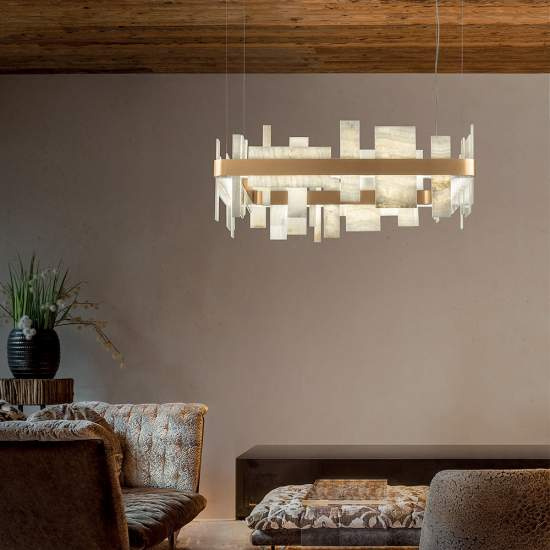 Lampadario Contemporaneo Honicè Metallo Oro E Onice Led 28,1W HONICE-S80