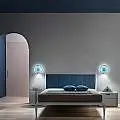 Applique Contemporanea Horo Metallo Ottone Vetro Azzurro Led 14,4W HORO-A-AZ