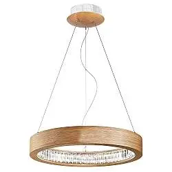 Lampadario Contemporaneo Libe Metallo/Legno Rovere E Cristallo Led 116W