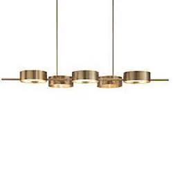 Lampadario Contemporaneo Sound Metallo Oro Vetro Led 22+22W