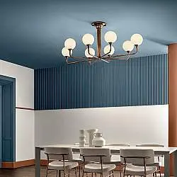 Plafoniera Contemporanea Tee Metallo Rame Vetro 8 Luci