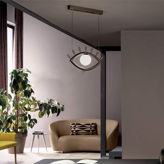 Sospensione Contemporanea Visio Occhio Metallo Marrone Vetro Led 5,5W VISIO-S-M1