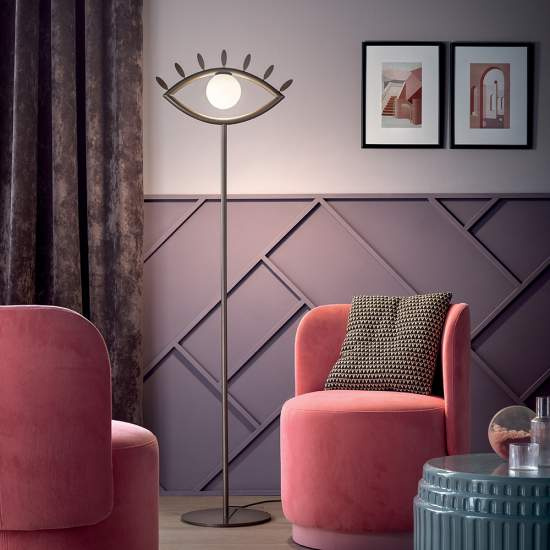 Piantana Contemporanea Visio Occhio Metallo Marrone Vetro Led 6,5W VISIO-STL-M1