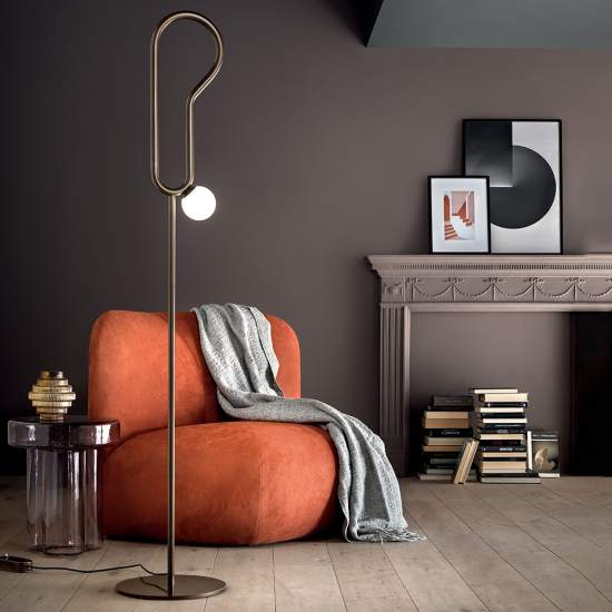 Piantana Contemporanea Visio Orecchio Metallo Marrone Vetro Led 6,5W VISIO-STL-M2