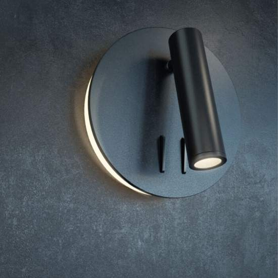 Applique Da Parete Interno Moderno Ios 176 Alluminio Nero Luce Led Integrato 10W C176-WL-01-6W-B