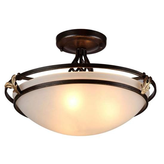 Plafoniera Contemporanea Combinare Metallo Bronzo 3 Luci Diffusore In Vetro C232-CL-03-R