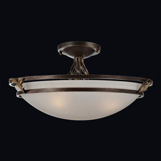 Plafoniera Contemporanea Combinare Metallo Bronzo 3 Luci Diffusore In Vetro C232-CL-03-R