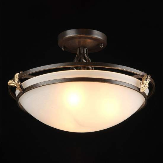 Plafoniera Contemporanea Combinare Metallo Bronzo 3 Luci Diffusore In Vetro C232-CL-03-R