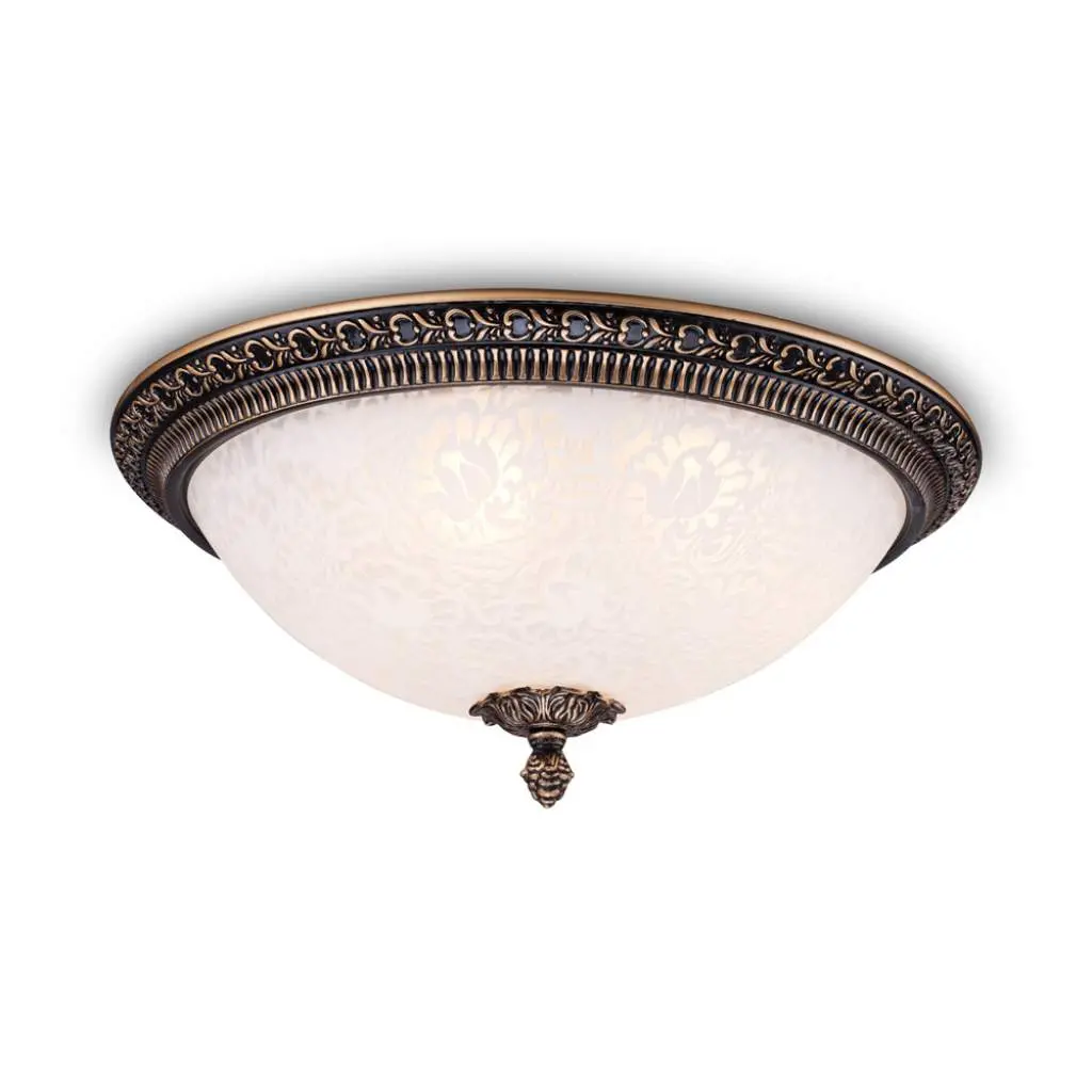 ONLI Plafoniera Lucrezia 3 Luci Bronzo – Diametro 53 Cm, Stile Floreale, Made In Italy (attacchi E14)