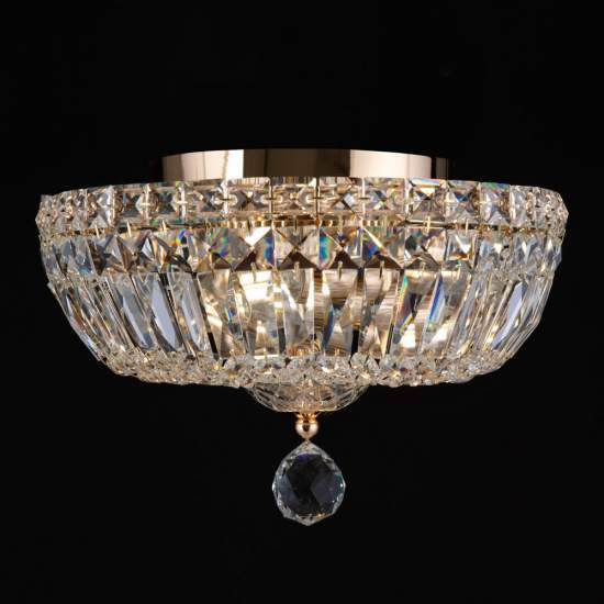 Plafoniera Contemporanea Basfor Metallo Oro 3 Luci Diffusori Tessile DIA100-CL-03-G