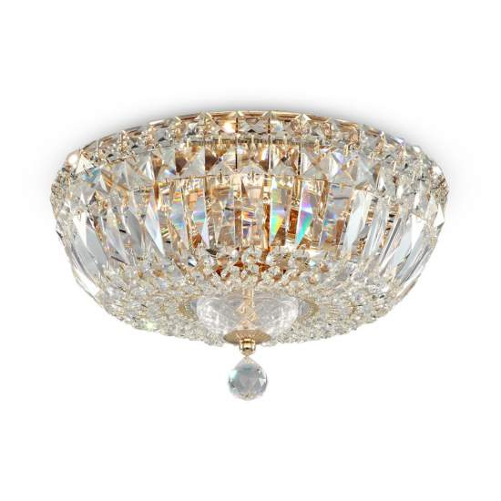 Plafoniera Contemporanea Basfor Metallo Oro 3 Luci Diffusori Tessile DIA100-CL-03-G