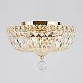 Plafoniera Contemporanea Basfor Metallo Oro 3 Luci Diffusori Tessile DIA100-CL-03-G