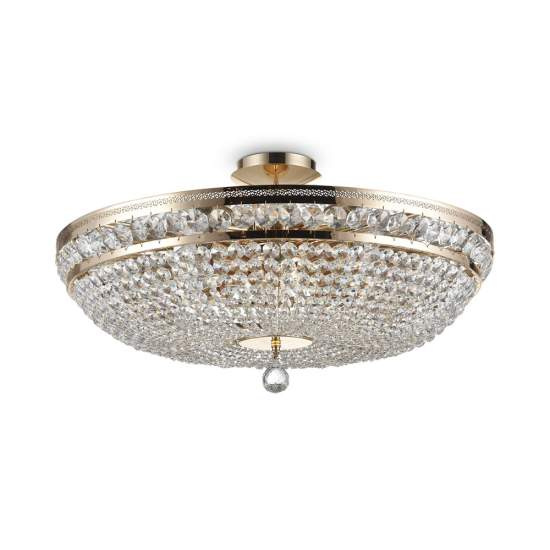 Plafoniera Contemporanea Ottilia Metallo Oro 12 Luci Diffusori Metallo DIA700-CL-12-G