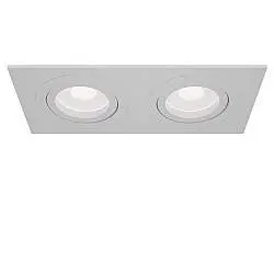 Doppio Faretto Da Incasso Moderno Atom Alluminio Bianco 2 Luci Diffusore Tessile