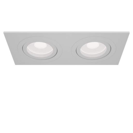 Doppio Faretto Da Incasso Moderno Atom Alluminio Bianco 2 Luci Diffusore Tessile | Maytoni