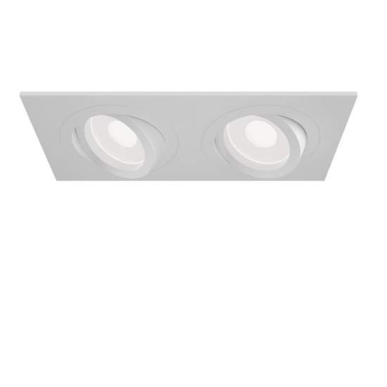 Doppio Faretto Da Incasso Moderno Atom Alluminio Bianco 2 Luci Diffusore Tessile | Maytoni