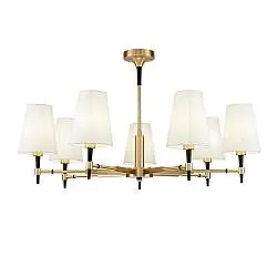 Lampadario Contemporaneo Zaragoza Metallo Ottone 7 Luci Diffusori In Pvc Bianchi