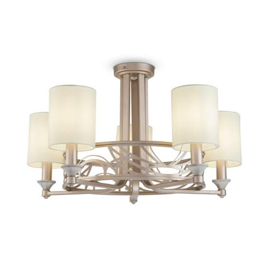 Lampadario Contemporaneo Vittoria Metallo Oro 5 Luci Diffusori In Pvc Crema H004CL-05BG