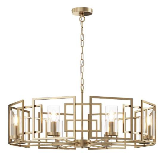 Lampadario Contemporaneo Bowi Struttura In Metallo Colore Oro 8 Luci H009PL-08G