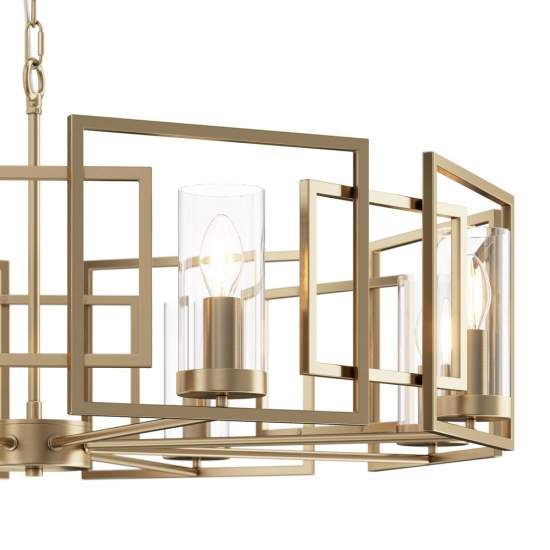 Lampadario Contemporaneo Bowi Struttura In Metallo Colore Oro 8 Luci H009PL-08G