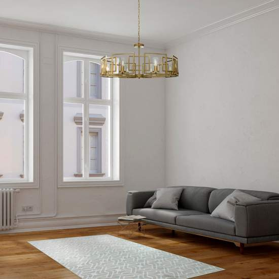 Lampadario Contemporaneo Bowi Struttura In Metallo Colore Oro 8 Luci H009PL-08G