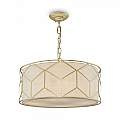 Lampadario Contemporaneo Messina Metallo Oro 1 Luce Diffusore Lino Su Pvc H223PL-03G